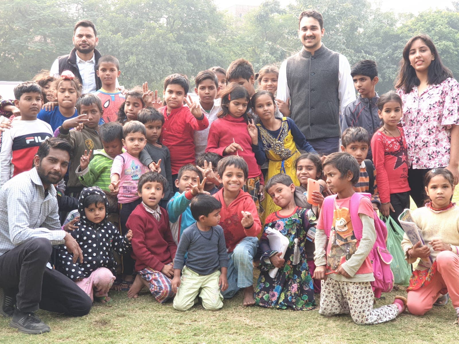 A children's education and welfare drive with kids from the community.